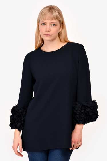 Catherine Regehr Navy Floral Sleeve Detailed Top S