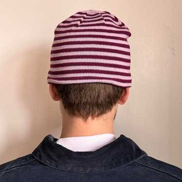 Vintage Y2K Style Purple And Pink Striped Beanie