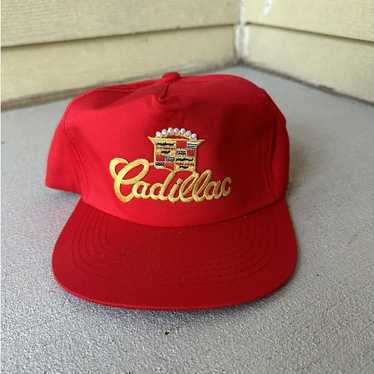 VTG Cadillac Embroidered Logo Baseball Cap Red Gol