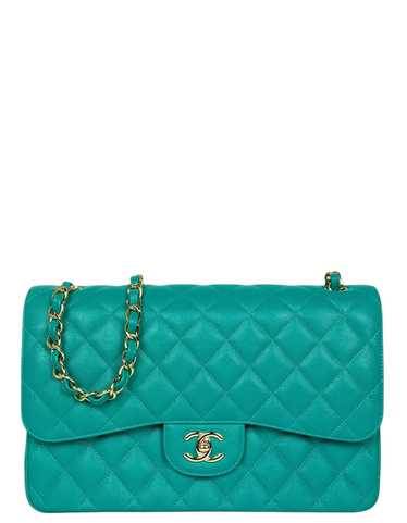 Chanel Turquoise Caviar Quilted Double Flap Jumbo