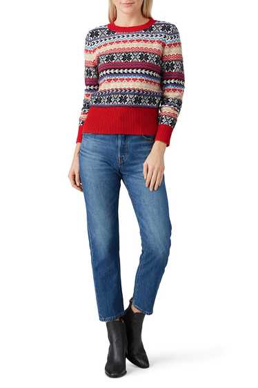 J.Crew Button Fair Isle Crewneck Sweater