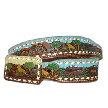 Sheyenne Leather Tooled Embroidered Painted Wester