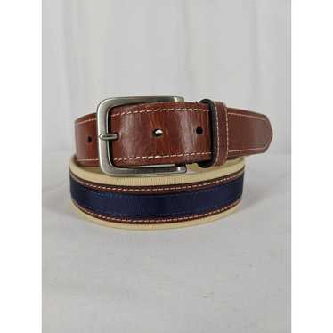 TOMMY HILFIGER Vintage Brown & Tan Leather Belt wi