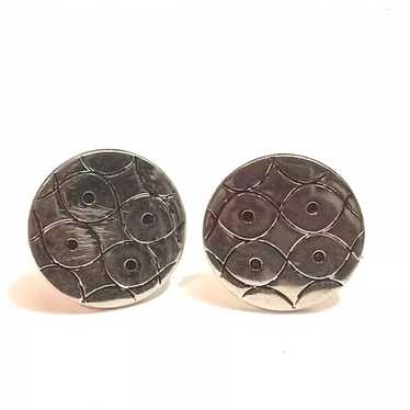 Vintage Swank Cufflinks Sliver Tone Circle Signed 