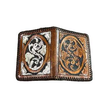 Vintage Hand Made Leather Tooled Wallet Bifold Pre