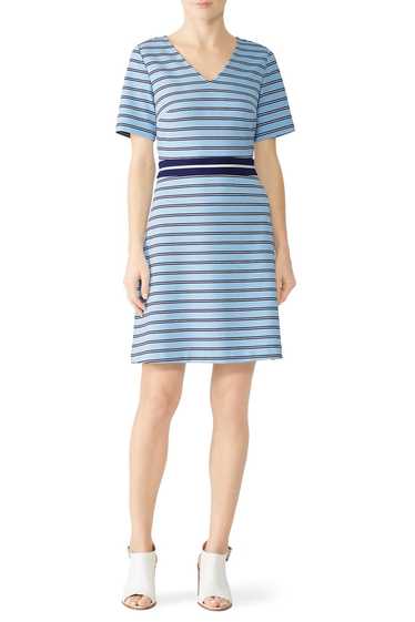 Draper James Blue V-Neck Striped Dress