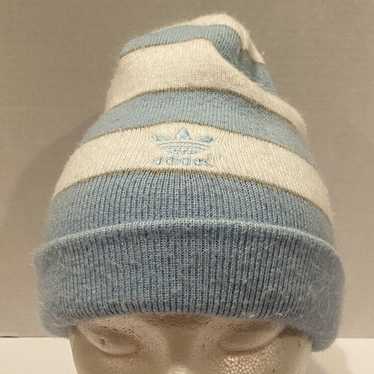 Vintage Adidas Blue White Striped Beanie Toboggan 