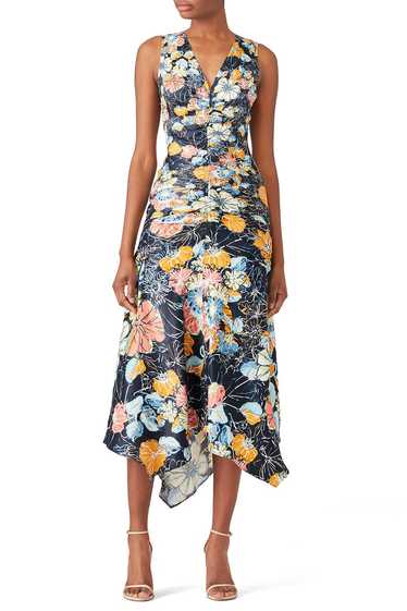 Peter Pilotto Ruched Navy Floral Dress