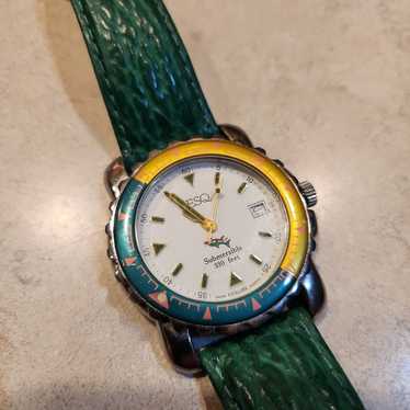 ESQ Submersible 330 Watch Swiss Quartz Esquire Green Leather