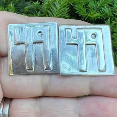 VINTAGE LARGE HEAVY STERLING SILVER CUFFLINKS CUST