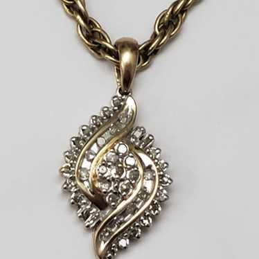 Estate Vintage 10k gold 1.00carat diamond pendant