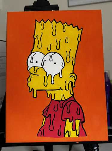 Custom × Streetwear × Vintage Drippy Bart Painting