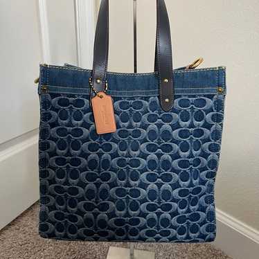 Coach Field Tote Denim Signature