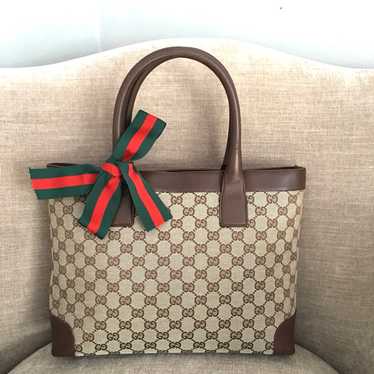 Authentic Gucci monogram tote brown canvas