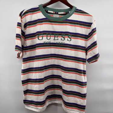 Guess Guess 1981 Embroidered Logo Striped T Shirt 