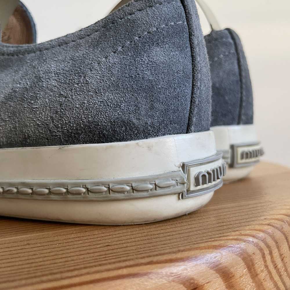 Miu Miu Miu Miu Grey Suede Studded Cap Toe Womens… - image 9