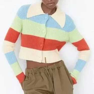 Zara Zara Colorblock Striped Ribbed Knit Cropped C