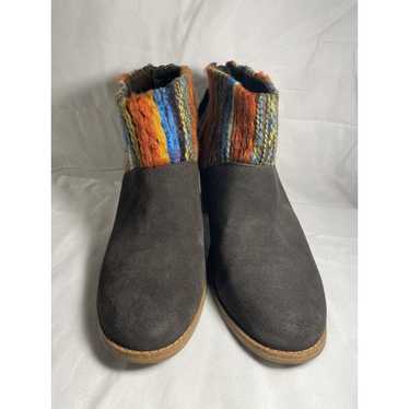 Toms Chocolate Suede Yarn Bootie Mixed Textile Sz 