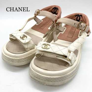 CHANEL Sport Sandals Coco Mark Bicolor Quilted Emb