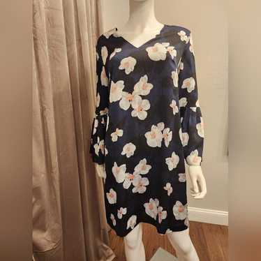 Banana Republic Blue Floral Sheath Dress V-Neck,Be