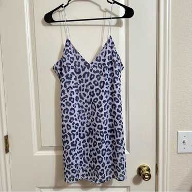 TOBI LAVENDER LEOPARD PRINT SLIP MINI DRESS SMALL