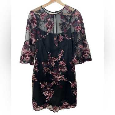 WHBM Bell Sleeve Floral Embroidered Midi Dress Siz