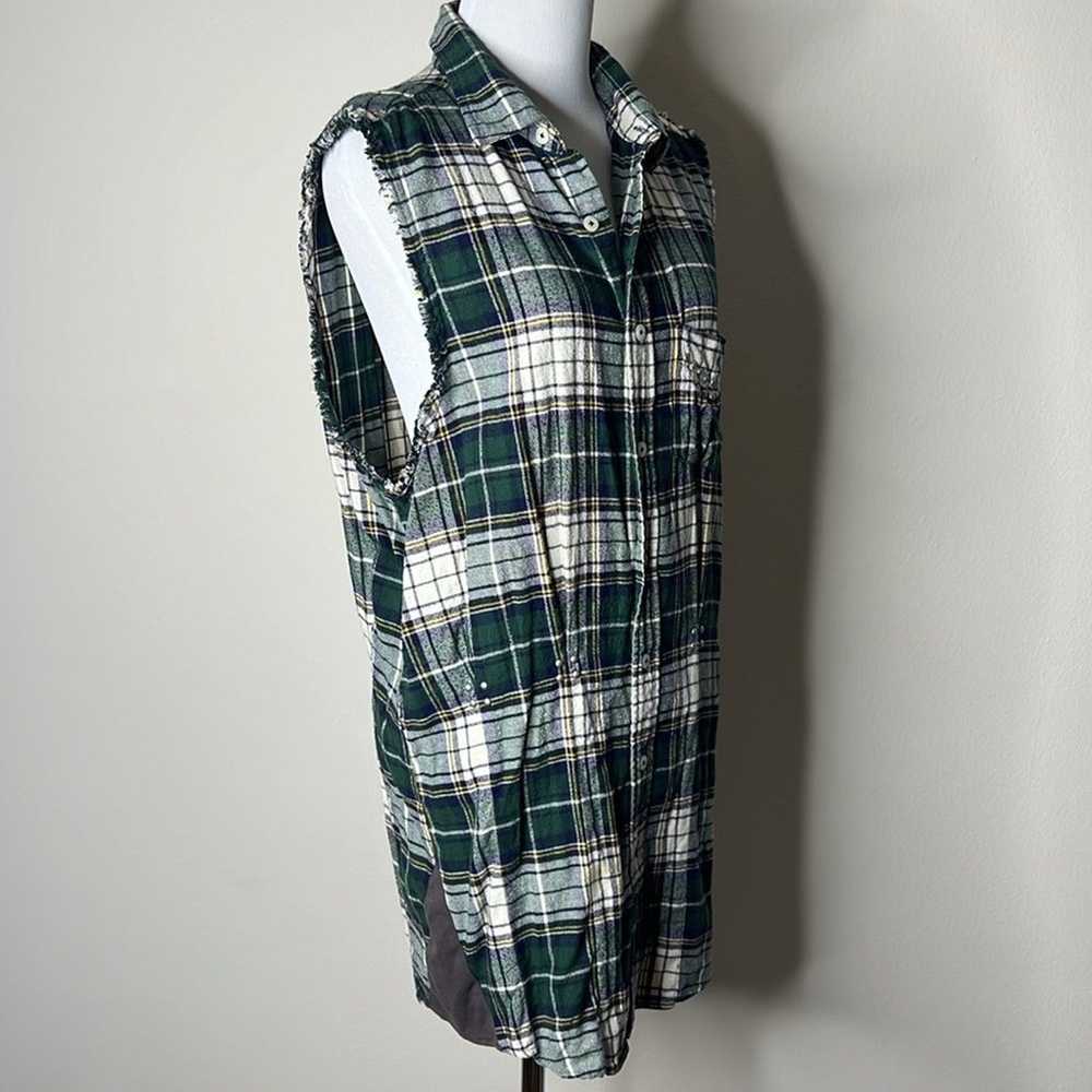 Free People Green Plaid Flannel Sleeveless Dress - image 3