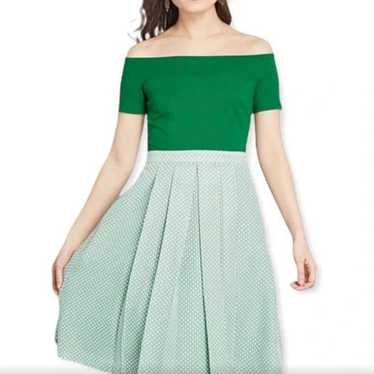 ModCloth Double The Lovely Retro Pleated Green Off