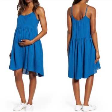 HATCH The Elodie Striped Linen Maternity Dress Siz