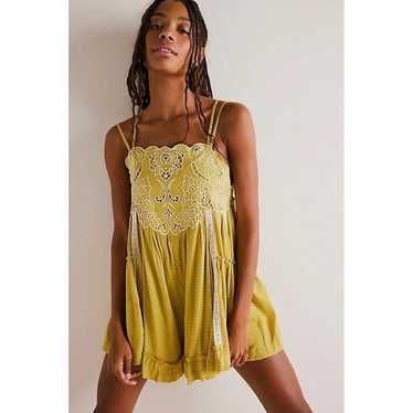 Free People Yellow Embroidered Romper