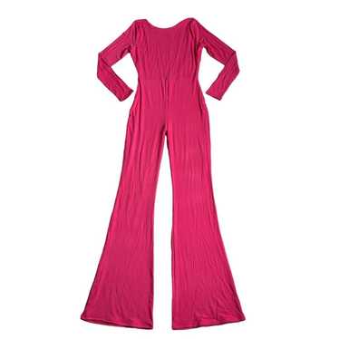 Naked Wardrobe Open Back Flare Leg Jumpsuit - Pink