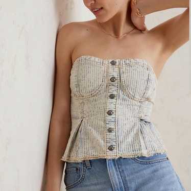 Anthropologie Pilcro Light Denim Buttondown Corset