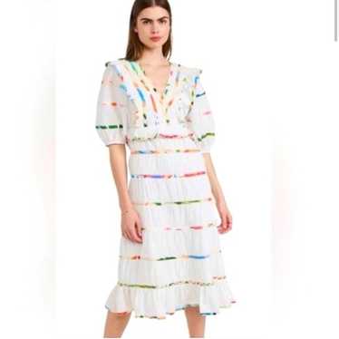 FARM Rio Mixed Off White Prints Midi Dress L