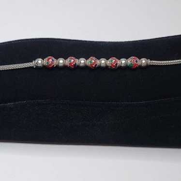 Vintage Sterling Silver India Enamel Bracelet