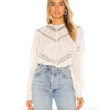 FREE PEOPLE Abigail Victorian Eyelet Blouse Sz Sma