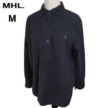 MARGARET HOWELL Cotton Linen Wool Blend Shirt Blac