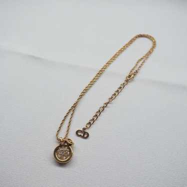 【Christian Dior】Dior Necklace Rhinestone Mini Logo