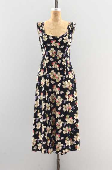 Vintage 1990s Dark Floral Dress