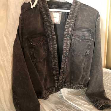 Anthropologie black denim jacket size XL