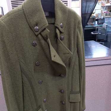 Olive Green Double-Breasted Wool Coat