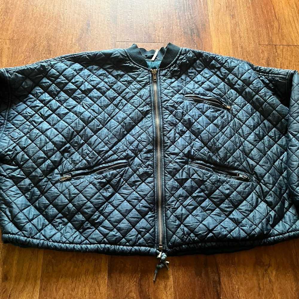 FREE PEOPLE Teal Oversized Quilted Bomber Jacket … - image 2