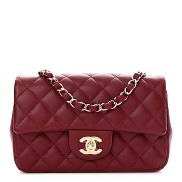 CHANEL Lambskin Quilted Mini Rectangular Flap Burg