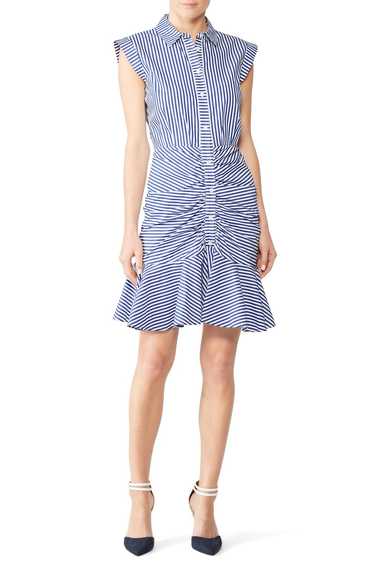 Veronica Beard Bell Button Down Ruched Shirtdress