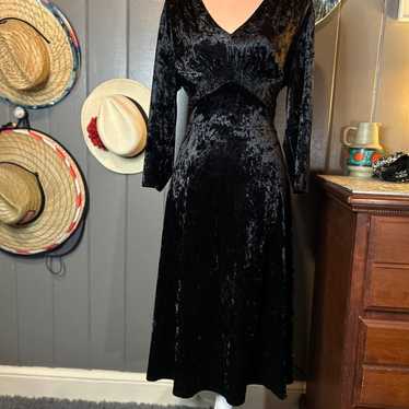 Vintage Sheri Martin New York Black Velvet Dress s