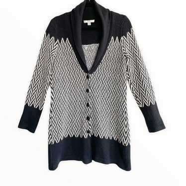 Vintage Liz Claiborne Black White Chevron Cardigan