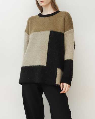 Pistachio Cream and Black Block Sweater