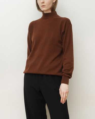 Chocolate Mock Neck Cotton Sweater