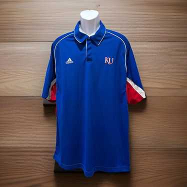 Kansas Jayhawks Adidas Polo Shirt Adult XL Blue & 