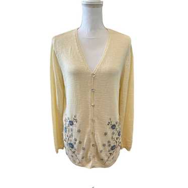 Vintage Talbots floral embroidered Spring cardigan