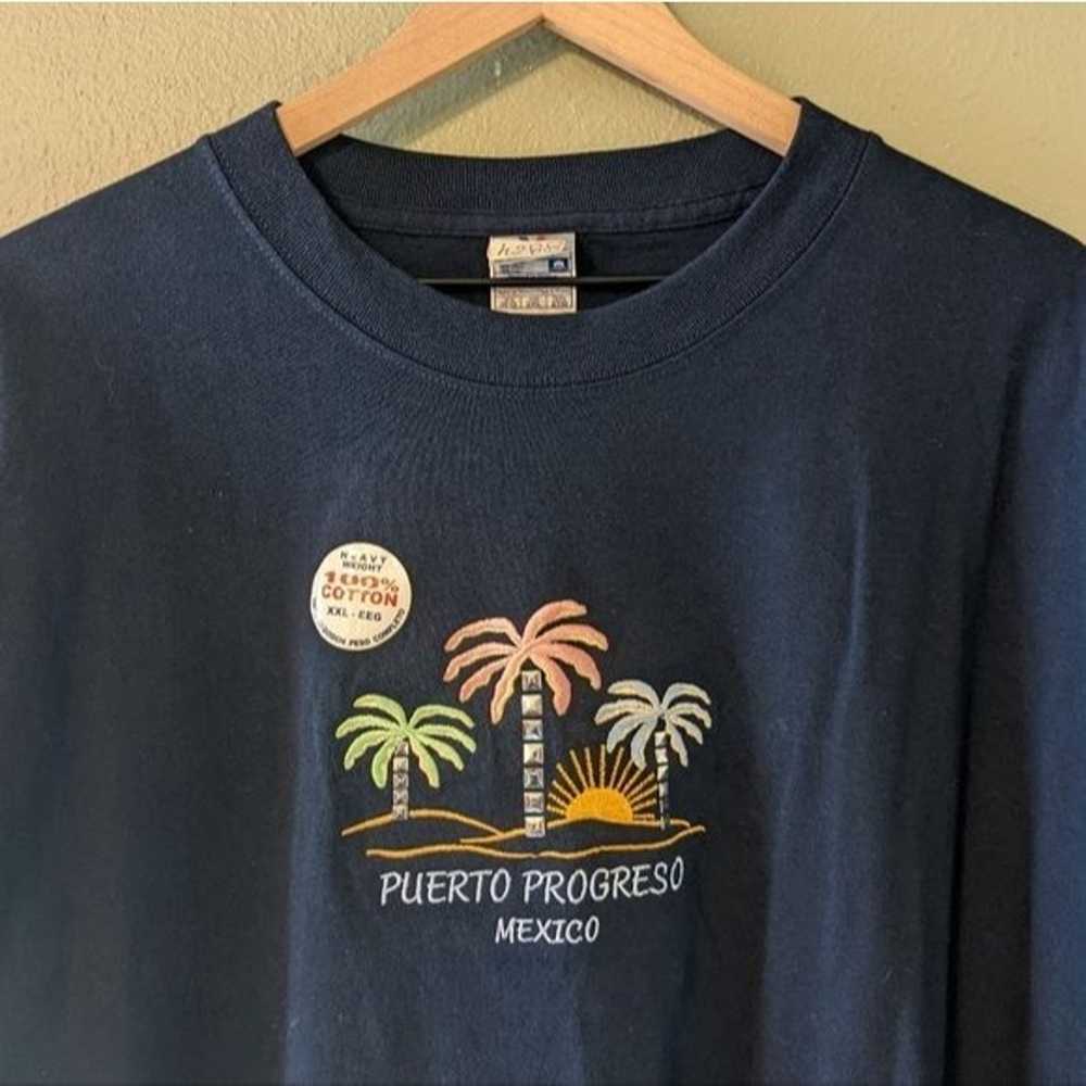 Vintage Navy Mexico Embroidered Palm Tee Size 2XL… - image 1